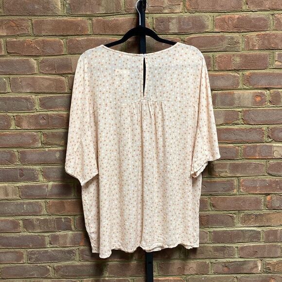 Cotton Bleu Peach Print Short Sleeve Top Size 3XL NWT - Picture 4 of 7